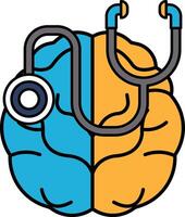 A brain with a stethoscope on it vector