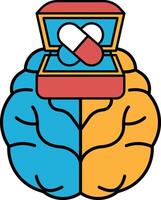 A brain with a red and blue box on it vector