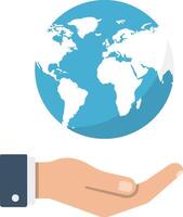 Hand holding a globe symbolizing global responsibility in flat art vector