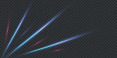 Abstract light speed lines. Motion trail with blur, blue, red color. Futuristic night neon laser spark. Dynamic waves of glow effect for web design, poster, business. illustration on dark background. vector