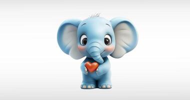 3d blue baby elephant posing floating on a white background. animation, looped, charming character, symbol of innocence video