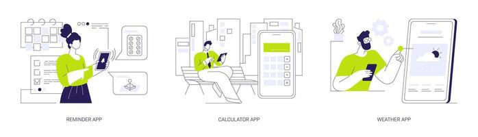 Utility mobile apps abstract concept illustrations. vector