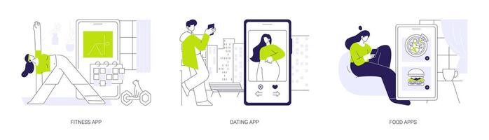 Lifestyle mobile apps abstract concept illustrations. vector
