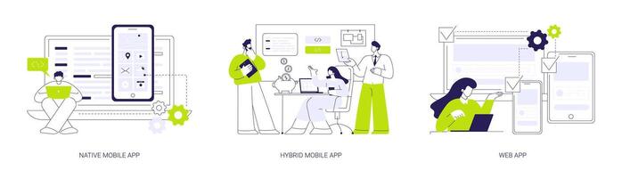 Mobile apps abstract concept illustrations. vector
