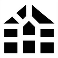 A black and white house icon on a white backgroung with line art vector