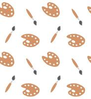 Seamless pattern of hand drawn doodle brush and palette vector