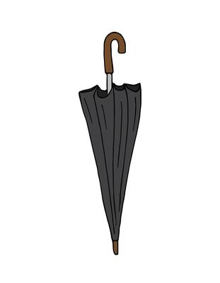 Hand drawn umbrella silhouette