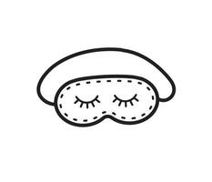 and drawn doodle sleeping mask with closed eyes isolated on white background vector