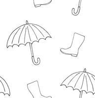 Seamless pattern of hand drawn doodle sketch gumboots and umbrella vector