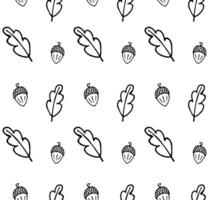 Seamless pattern of hand drawn doodle sketch acorn and leaves isolated vector