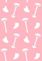 Seamless pattern of flat cartoon stone massage roller and gua sha vector