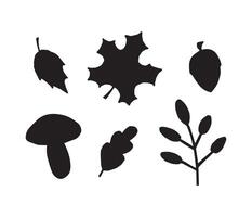 Set bundle of hand drawn doodle sketch autumn leaves acorn and mushroom vector