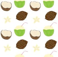 Seamless pattern of hand drawn doodle sketch different coconut isolated on white background vector