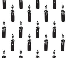 Seamless pattern of black hand drawn doodle sketch candle isolated on white background vector