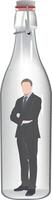 A man in a suit is inside a glass jar vector