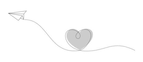 A spotted heart shape made by dotted lines of airplane paper. vector