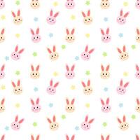 seamless pattern with bunny and flowers for easter holiday background or wrapping paper printing vector