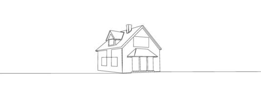 Single continuous linear line drawing abstract house. Family house , property, residential building, simple linear design. illustration vector