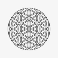 Flower of life thin line emblem. Basic sacred geometry shapes vector