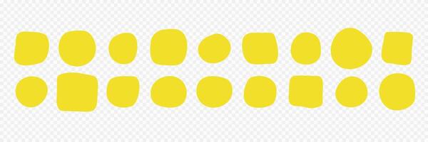 Set of liquid irregular blobs. Circle and Square Amoeba Shapes. Deformed forms collection in yellow color vector