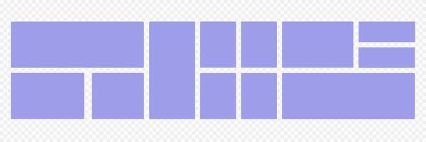 Empty frames or bento box collage. Set of rectangle speech bubbles. Minimalist blank template vector