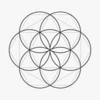 Seed of life emblem with dashed lines. Thin Line icon vector