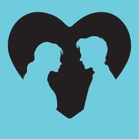 a couple in front of a heart vector