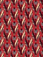 a red and brown pattern with feathers vector