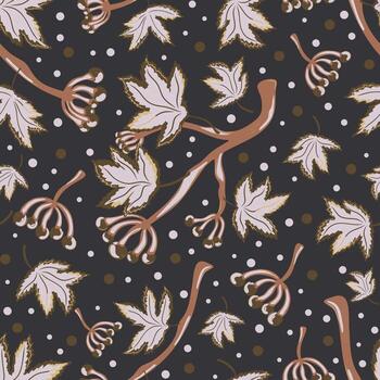 un modelo con hojas y bayas en un negro antecedentes vector