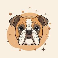 Illustration design of a bulldog face with colorful shapes in the background vector