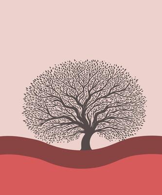 Illustration design of a tree with a colorful background for interior decoration and wall art