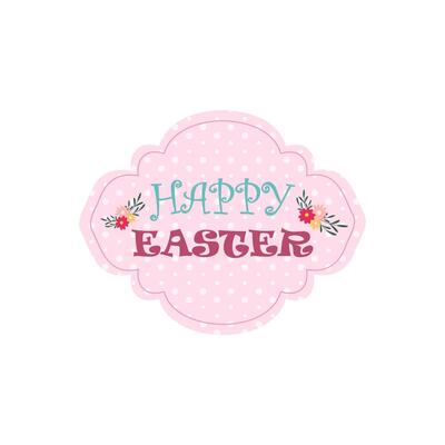 Cute Easter Bunny Gift Tag and Labels Flat Illustration