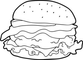 Outline Drawing Of A Cheeseburger With Layers Of Ingredients vector