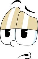 Sleepy Cartoon Face With Heavy Eyelids And Bored Expression vector