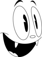 Outlined Cartoon Head With Open Smile And Raised Eyebrows vector