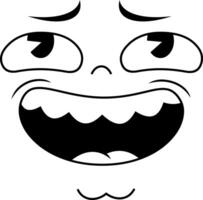 Black And White Cartoon Face With Smug Smile And Raised Eyebrows vector