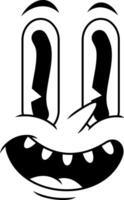 Outlined Cartoon Character With Joyful Expression And Odd Teeth vector