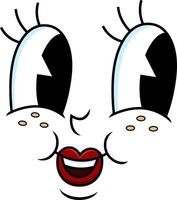 Cute Cartoon Expression With Eyelashes Glossy Lips And Smile vector