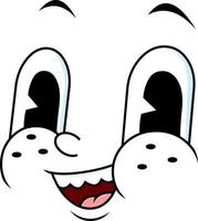 Happy Colorful Cartoon Expression With Eyes Freckles And Teeth vector