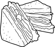 Triangular Sandwich Stack With Layers Of Filling In Black And White vector