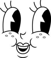 Black And White Cartoon Expression With Eyelashes And Glossy Lips vector