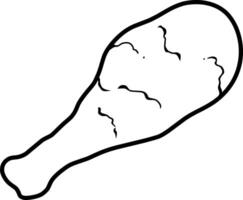 Black And White Hand Drawn Chicken Leg With Fried Surface vector