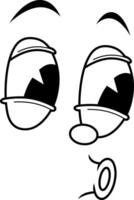 Outlined Cartoon Character With Eyelids Nose And Surprised Look vector