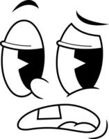 Outline Drawing Of Emotional Face With Frown And Cartoon Eyes vector