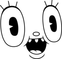 Black And White Funny Cartoon Face With Long Eyelashes And Tooth Gap vector