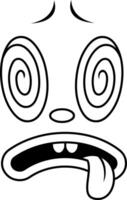 Funny Dazed Expression With Spiral Eyes And Open Mouth vector