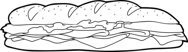 Outline Drawing Of A Long Sandwich With Layers Of Ingredients vector
