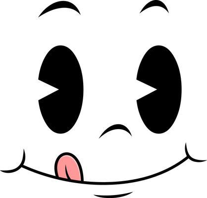 Silly Cartoon Face With Big Eyes And Smirk With Tongue