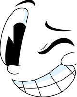 Winking Cartoon Expression With Sharp Smile And Raised Brow vector
