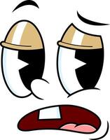 Surprised Cartoon Face With Big Shiny Eyes And Open Mouth vector